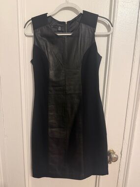 Teenflo Black Faux Leather Panel Dress